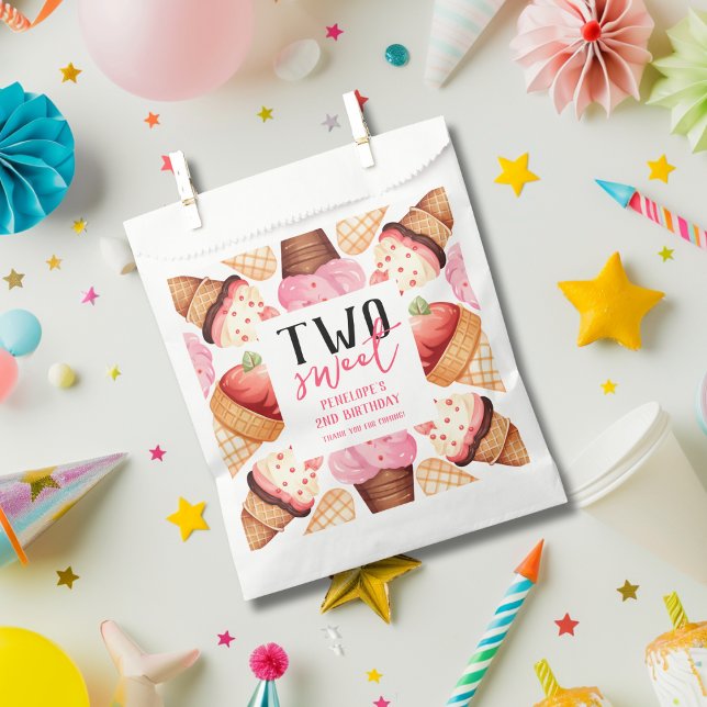 Cute Two Sweet Ice Cream 2nd Birthday  Favour Bags (Creator Uploaded)