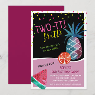 Cute Two-tti Frutti Second Birthday Party Invitation