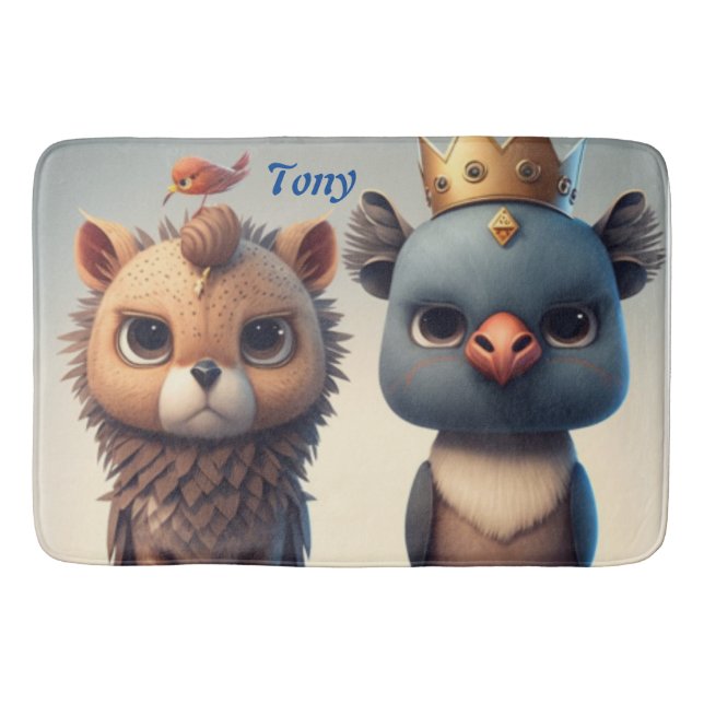 Cute two wild animal friends  bath mat (Front)