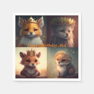 Cute two wild animal friends napkin