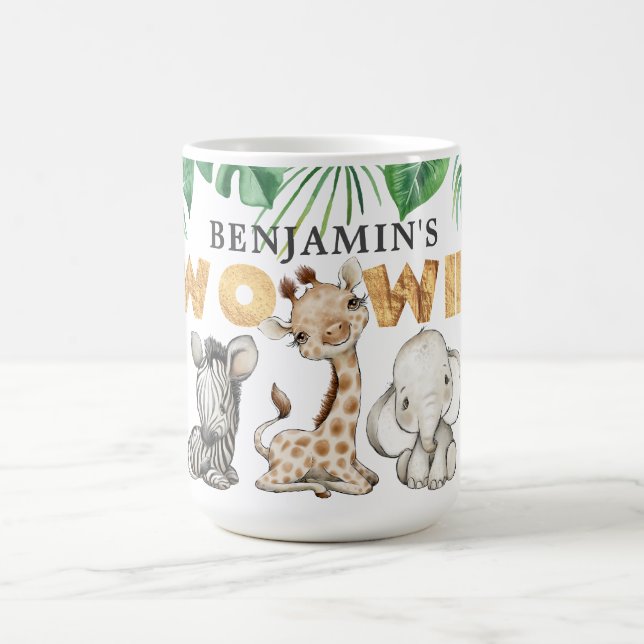 Cute Two Wild Safari Animal Birthday Coffee Mug (Center)