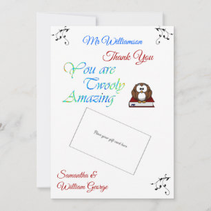 Cute Twooly Amazing Thank you Gift Card Holder