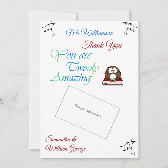 Cute Twooly Amazing Thank you Gift Card Holder (Front)