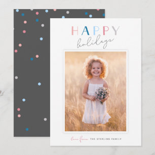 Cute Typography "Happy Holidays" Portrait Photo Holiday Card