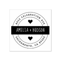 Cute Typography Round Wedding Return Address