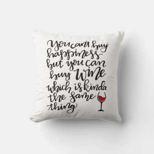 Cute Typography Wine Humour Cushion