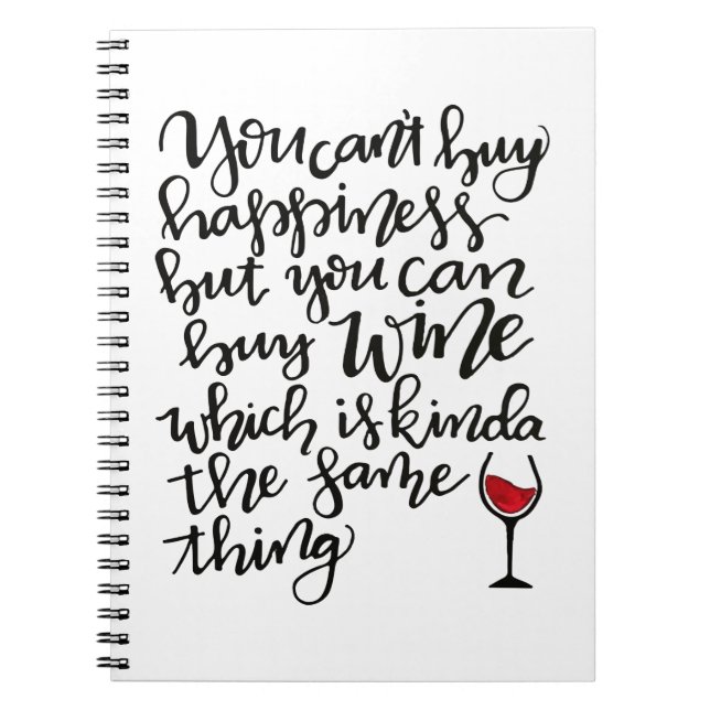 Cute Typography Wine Humour Notebook (Front)