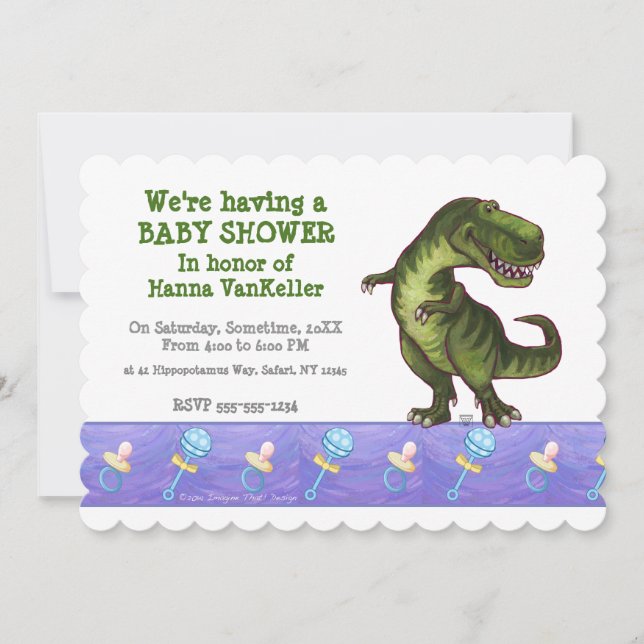 Cute Tyrannosaurus Baby Shower Invitation (Front)