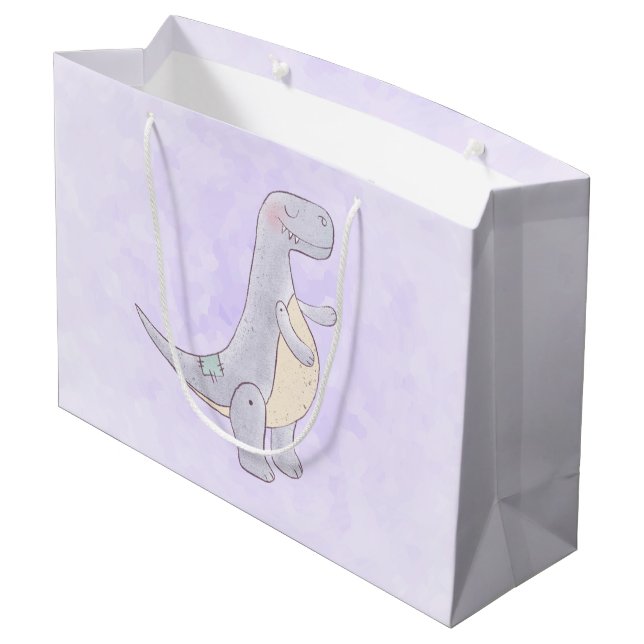 Cute Tyrannosaurus Rex Dinosaur Toy Large Gift Bag (Back Angled)
