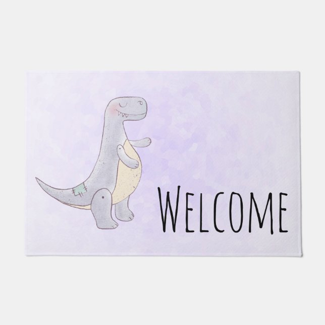 Cute Tyrannosaurus Rex Dinosaur Toy Welcome Doormat (Front)
