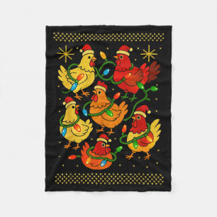 Cute Ugly Christmas Chickens Hen Shirt Funny Xmas  Fleece Blanket