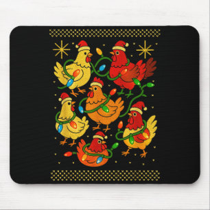 Cute Ugly Christmas Chickens Hen Shirt Funny Xmas  Mouse Mat