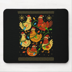 Cute Ugly Christmas Chickens Hen Shirt Funny Xmas Mouse Mat