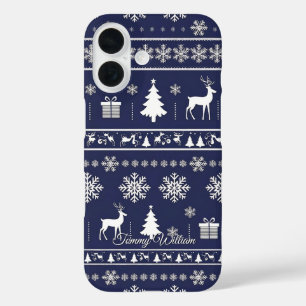 cute ugly christmas sweater pattern iPhone 16 case