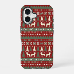 Cute Ugly Christmas Sweater Pattern iPhone 16 Case