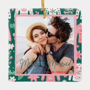 Cute Ugly Sweater First Christmas Married Ceramic Ornament