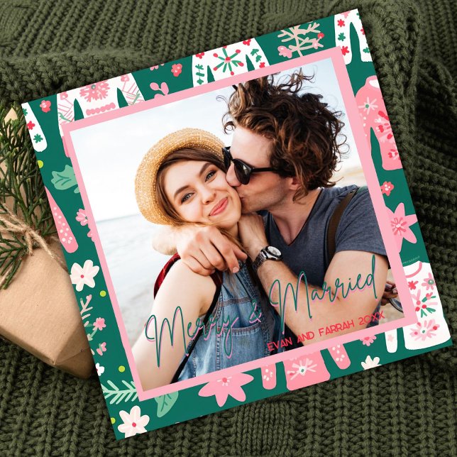 Cute Ugly Sweater First Christmas Married  Holiday Card (Creator Uploaded)