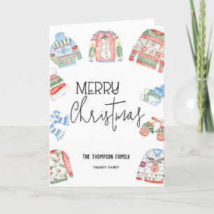 Cute Ugly Sweater Merry Christmas Holiday Greeting Card