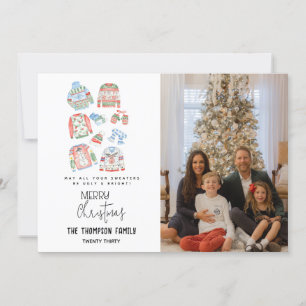 Cute Ugly Sweater Merry Christmas Holiday Photo Card