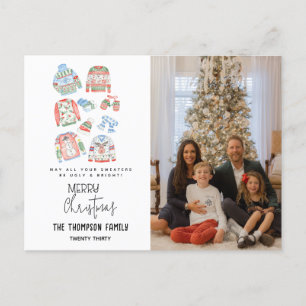 Cute Ugly Sweater Merry Christmas Holiday Photo Postcard