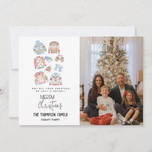 Cute Ugly Sweater Merry Christmas Photo Holiday Card