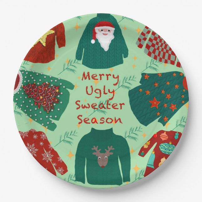 Cute Ugly Sweater Season Paper Plate (Front)