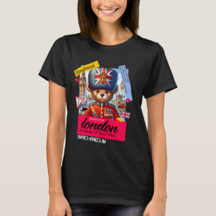 Cute UK Royal Teddy Bear Guard Illustration Graphi T-Shirt