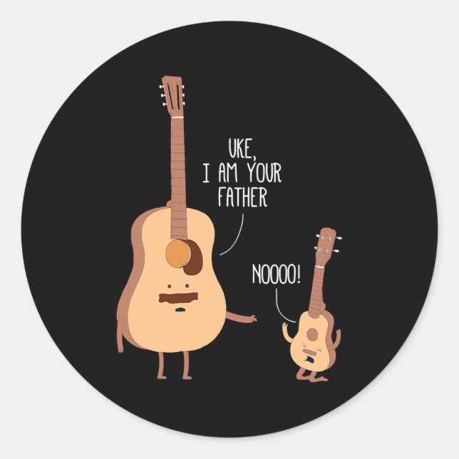 Cute Uke I Am Your Father Funny Ukulele Guitar Classic Round Sticker (Front)