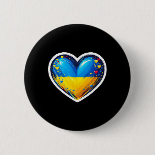 Cute Ukrainian Bynner Fan Ukraine Flag Heart Retro 6 Cm Round Badge