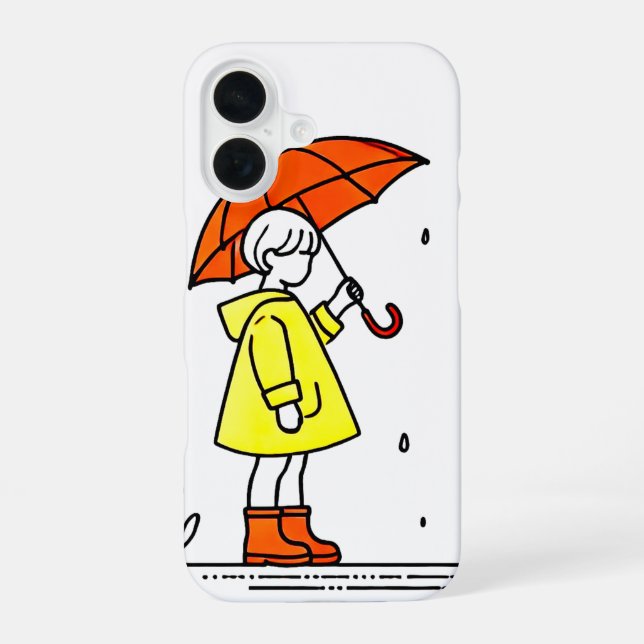  Cute Umbrella Girl iPhone Case 🌧️✨ (Back)