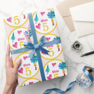 Cute Umbrella Girl Watercolor Illustration Wrapping Paper