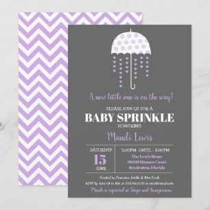 Cute Umbrella Lavender Sprinkle or Baby Shower Invitation