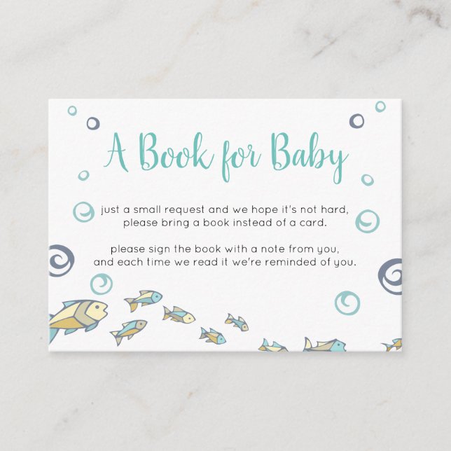 Cute Under The Sea Baby Shower Book For Baby Enclosure Card (Front)
