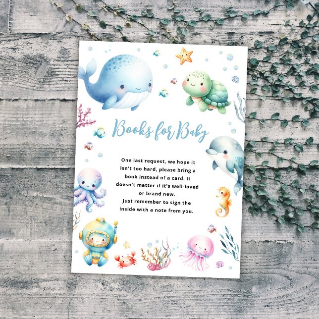 Cute Under the sea Baby Shower Books for baby Enclosure Card (Creator Uploaded)
