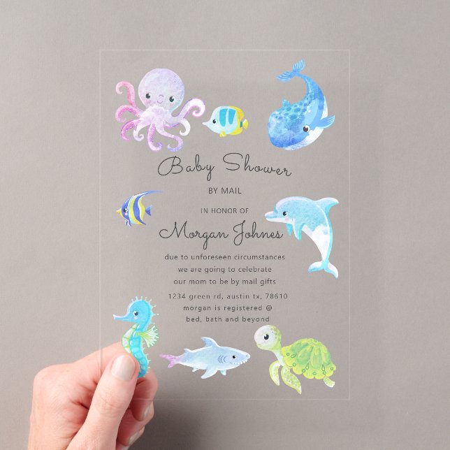 Cute Under the Sea Baby Shower By Mail Invitation (Insitu (Handheld))