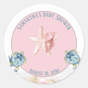 Cute Under the Sea Baby Shower Classic Round Stick Sticker