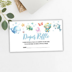 Cute Under the sea Baby Shower Diaper Raffle Enclosure Card