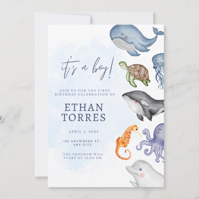 Cute Under the Sea Baby Shower Invitation (Front)