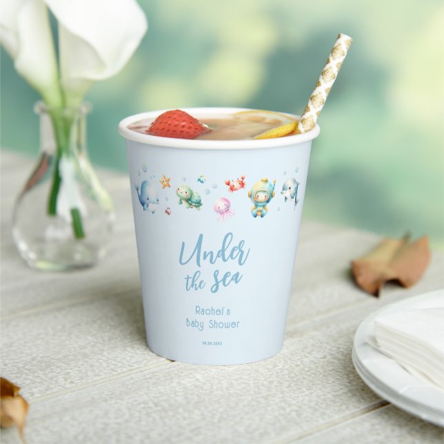 Cute Under the Sea Baby Shower Paper Cups (Insitu)