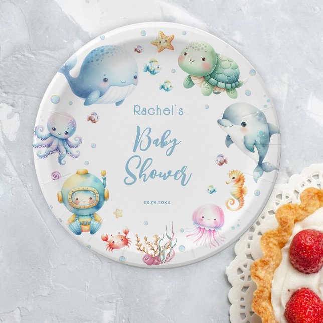 Cute Under the Sea Baby Shower Paper Plate (Creator Uploaded)