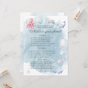 Cute Under the Sea Baby Shower Phone Game Card