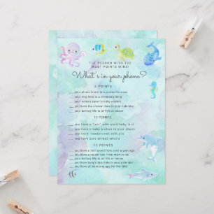 Cute Under the Sea Baby Shower Phone Game Card
