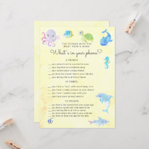Cute Under the Sea Baby Shower Phone Game Card