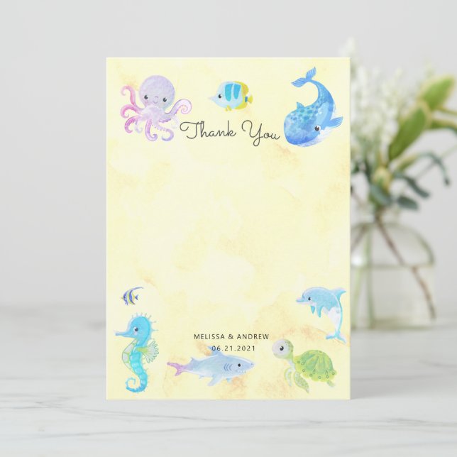 Cute Under the Sea Baby Shower Thank You Card (Standing Front)