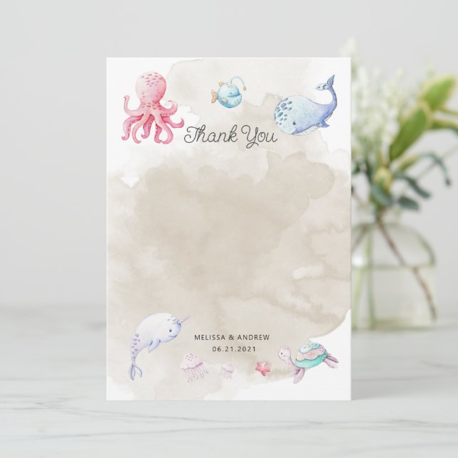 Cute Under the Sea Baby Shower Thank You Card (Standing Front)
