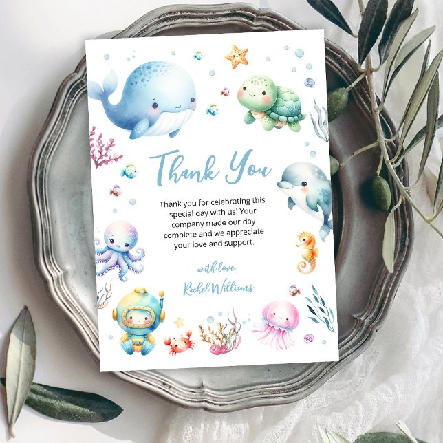 Cute Under the sea Baby Shower Thank You Card (Creator Uploaded)