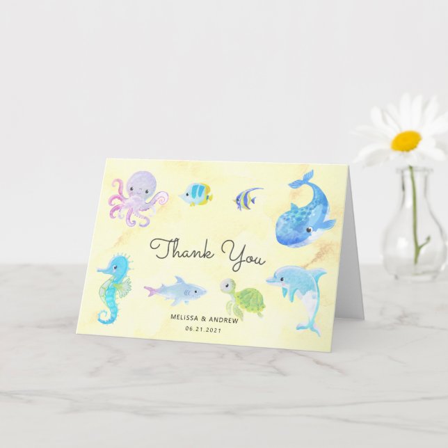 Cute Under the Sea Baby Shower Thank You Card (Small Plant)