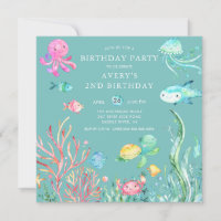 Cute Under the Sea Birthday  Invitation