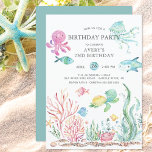 Cute Under the Sea Birthday  Invitation<br><div class="desc">Cute under the sea birthday party  invitation featuring a jelly fish,  octopus,  shark,  sea turtle & crab.  Perfect for your summer theme mermaid ocean birthday.</div>