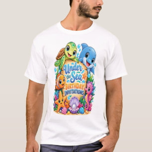 Cute Under the Sea Birthday Party Sticker T-Shirt